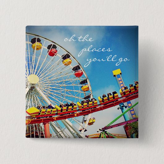 "Orte" Zitat Riesenrad & Roller Untersetzer Foto Button (Vorderseite)