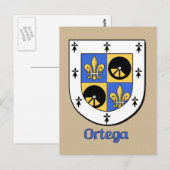Ortega Family Heraldic Shield Postkarte (Vorne/Hinten)
