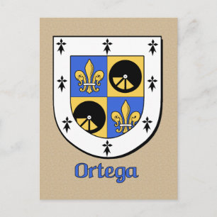 Ortega Family Heraldic Shield Postkarte