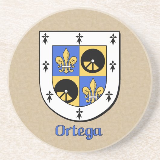 Ortega Heraldic Shield Sandstein Untersetzer (Vorne)