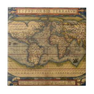 Ortelius 1570 Weltkarte: Antike Kartographie Fliese
