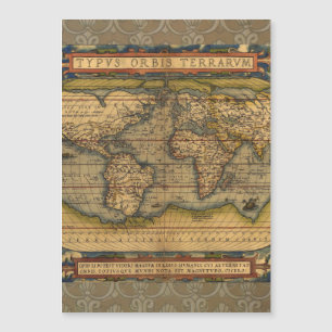 Ortelius 1570 Weltkarte: Antike Kartographie Magnetkarte