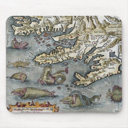 Ortelius Karten-Seeungeheuer Mousepad (Vorne)