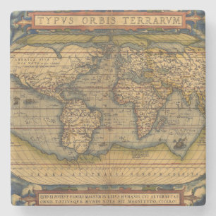 Ortelius Weltkarte 1570: Antike Kartographie Steinuntersetzer