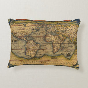 Ortelius Weltkarte 1570: Antike Kartographie Zierkissen