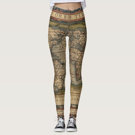 Ortelius Weltkarte 1570 Leggings (Vorderseite)