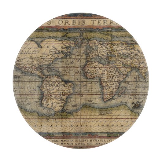 Ortelius Weltkarte 1570 Schneidebrett (Vorderseite)