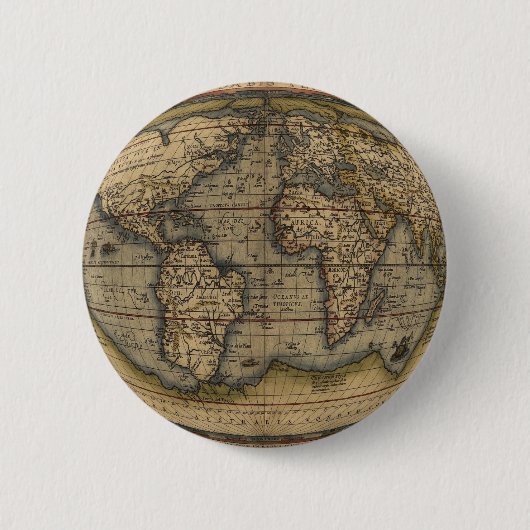 Ortelius Weltkarte Button (Vorderseite)