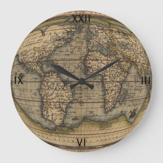 Ortelius Weltkarte Große Wanduhr (Vorderseite)