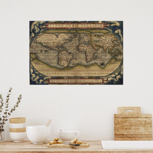 Ortelius World Map 1570 Poster (Küche)