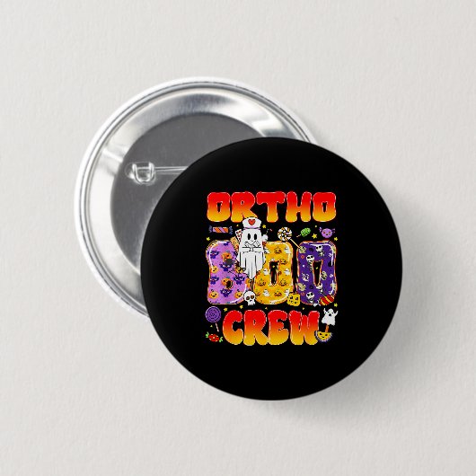 Ortho Boo Crew Ortho Nurse Funny Halloween Button (Vorne & Hinten)