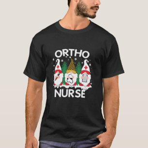 Ortho Nurse Christmas Tree Gnomes Stethoscope Orth T-Shirt