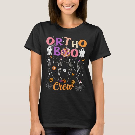 Ortho Orthopedic Halloween Boo Crew Skeleton Danci T-Shirt (Vorderseite)