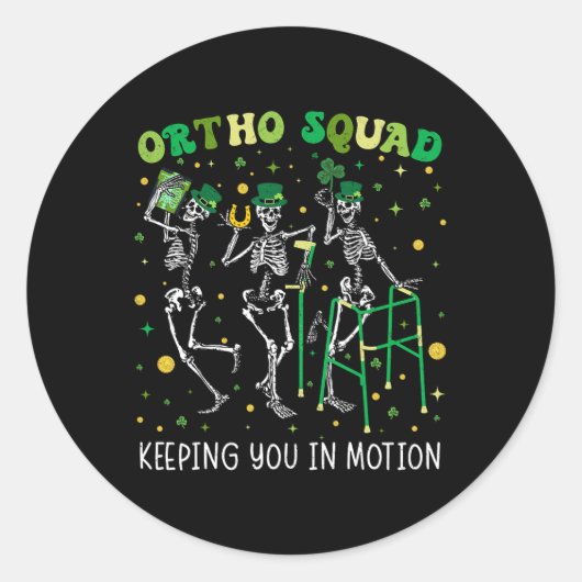 Ortho Squad Dancing Skeletons St Patricks Orthoped Runder Aufkleber (Vorderseite)