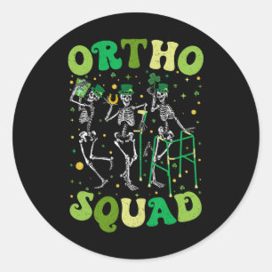 Ortho Squad Dancing Skeletons St Patricks Orthoped Runder Aufkleber