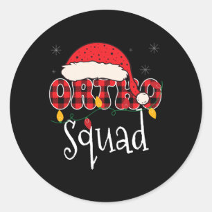 Ortho Squad Kariert Spaß Weihnachten Orthopädie Cr Runder Aufkleber