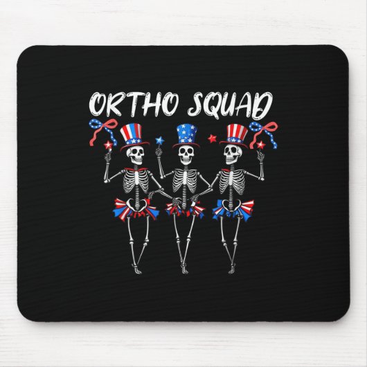 Ortho Squad Nurse, 4. Juli, sonnige Skelette Mousepad (Vorne)
