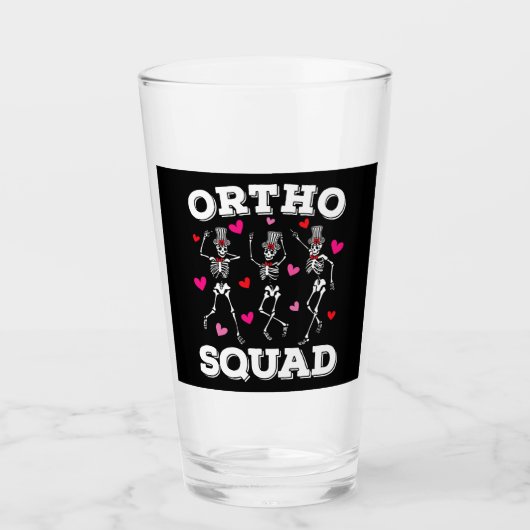 Ortho Squad tanzen Skelett Valentine Drinks Glas (Vorderseite)