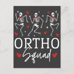 Ortho Squad Tanzen Skelett Valentine Postkarte