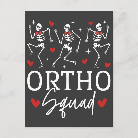 Ortho Squad Tanzen Skelett Valentine Postkarte (Vorderseite)