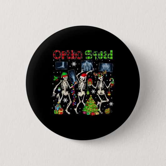 Ortho Squad Xmas Three Santa Reindeer Elf Röntgen Button (Vorderseite)