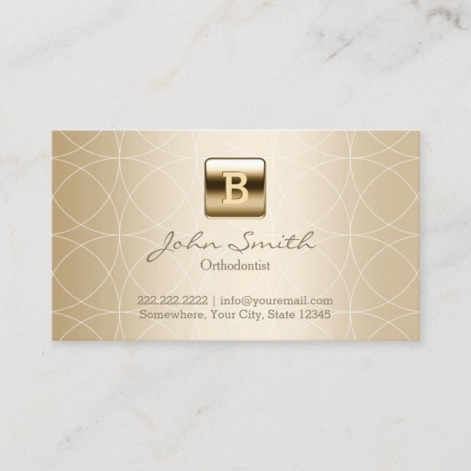 Orthodontist Luxury Gold Monogram Visitenkarte (Vorderseite)
