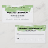 Orthodontist-Visitenkarte mit Verabredungs-Karte Terminkarte (Vorne/Hinten)