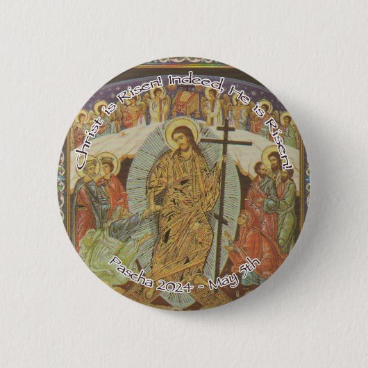 Orthodox Christlich Christ ist Risen Englisch 2024 Button (Vorderseite)