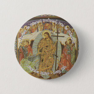 Orthodox Christlich Christ ist Risen Englisch 2024 Button