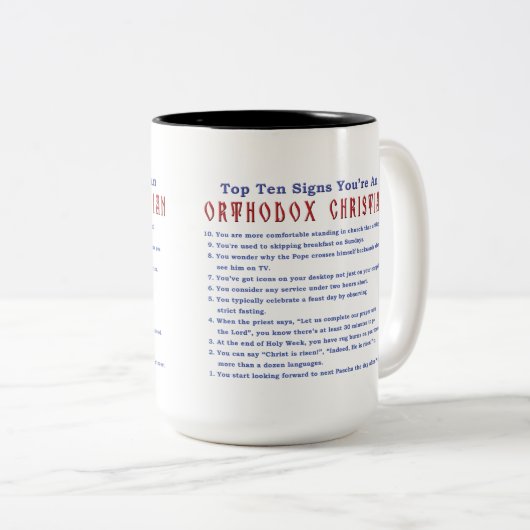 Orthodox Christlich Top 10 Zeichen Zwei-Töne 15oz Zweifarbige Tasse (VorderseiteRechts)