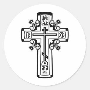 Orthodox christliches Kreuz Runder Aufkleber