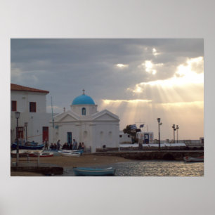 Orthodox Church Mykonos Island Greece Poster