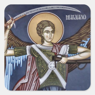 Orthodox-ikon des Erzengels Michael Quadratischer Aufkleber