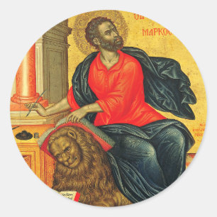 orthodox Ikone des heiligen Markus des Evangeliste Runder Aufkleber