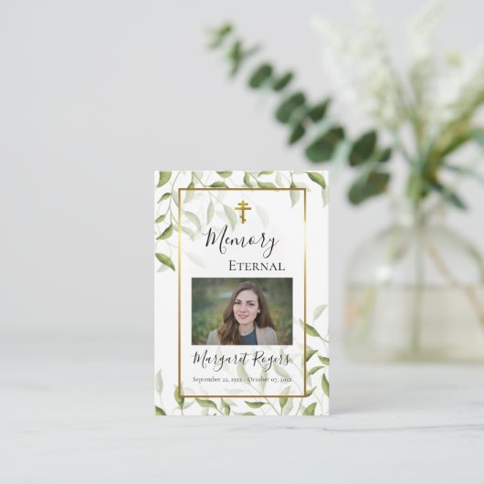 Orthodoxe Begräbniskarte für empfindliche Grünpfla Platzkarte (Stehend Vorderseite)