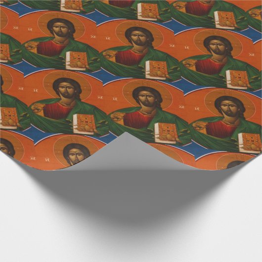 Orthodoxe christliche Ikone Jesuss Christus Geschenkpapier (Ecke)