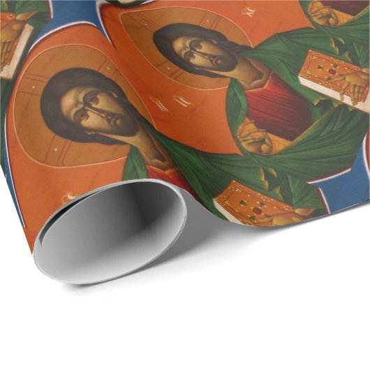 Orthodoxe christliche Ikone Jesuss Christus Geschenkpapier (Rolleneckpunkt)