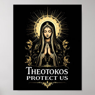 Orthodoxe Christliche Maria Theotokos schützen uns Poster