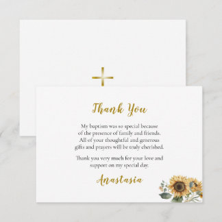 Orthodoxe christliche Taufe mit Sonnenblumen Dankeskarte
