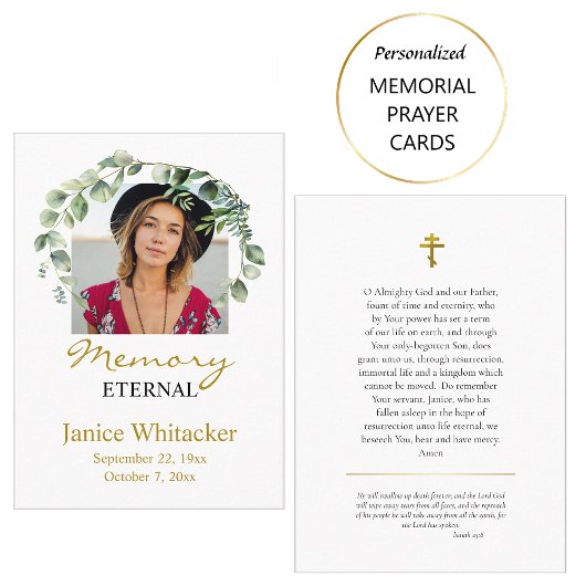 Orthodoxe Christliches Foto Beerdigungskarte Platzkarte