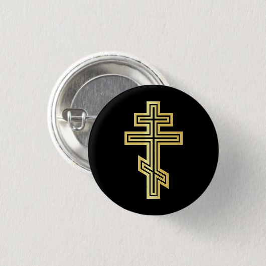 Orthodoxe Christliches Kreuz Button (Vorne & Hinten)