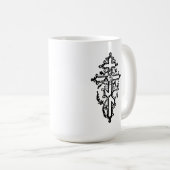 Orthodoxe Christliches Verziertes Kreuz 15oz. Kaffeetasse (VorderseiteRechts)