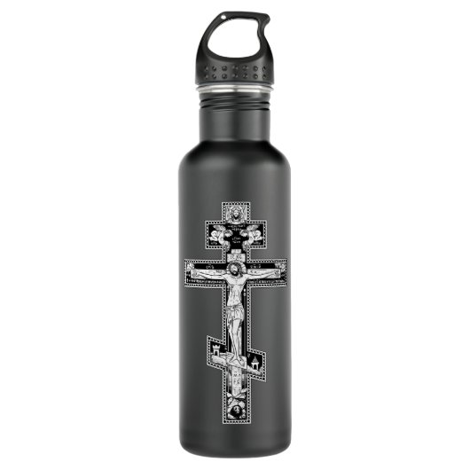 Orthodoxe Cross Classic  Edelstahlflasche (Vorderseite)