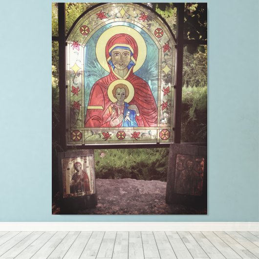 Orthodoxe Glasmutter Mary Canvas Print Leinwanddruck (Insitu (Holzboden))