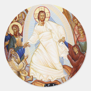 Orthodoxe Ikone der Anastasis Auferstehung Runder Aufkleber