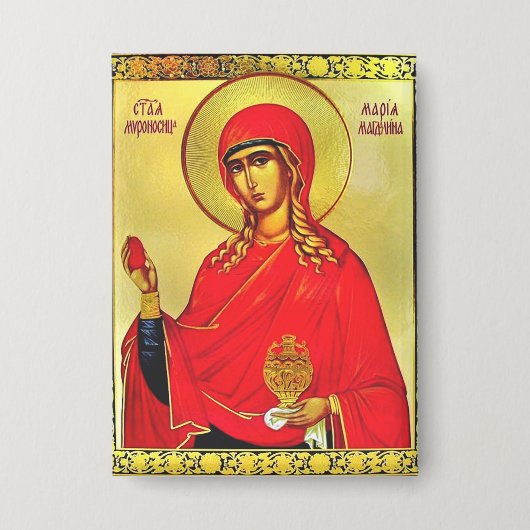 Orthodoxe Ikone der heiligen Maria Magdalena Button (Vorderseite)