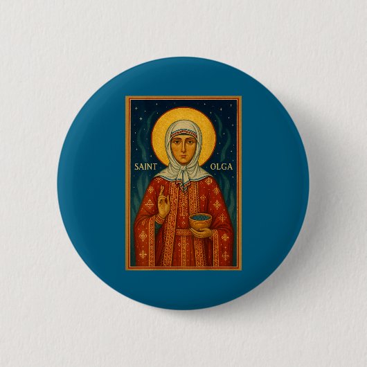 Orthodoxe Ikone der Heiligen Olga von Alaska  Button (Vorderseite)