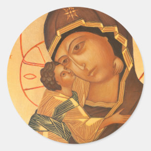 Orthodoxe Ikone der Jungfrau Maria und des Jesuski Runder Aufkleber