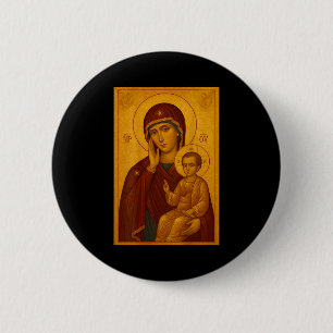 Orthodoxe Ikone der Theotokos und des Baby Jesus C Button
