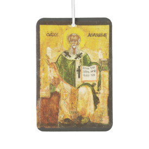 Orthodoxe Ikone des Heiligen Athanasius von Alexan Autolufterfrischer
